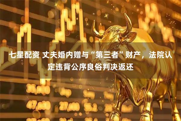 七星配资 丈夫婚内赠与“第三者”财产，法院认定违背公序良俗判决返还