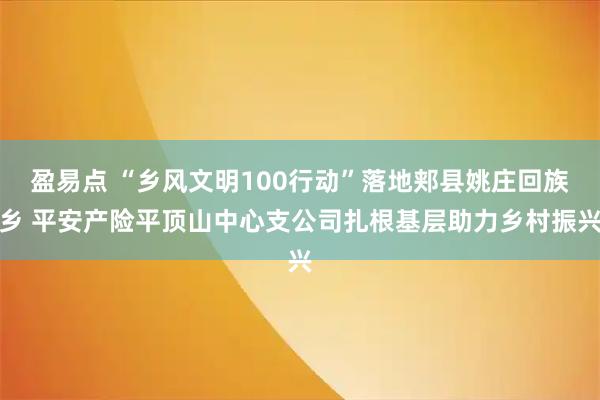 盈易点 “乡风文明100行动”落地郏县姚庄回族乡 平安产险平顶山中心支公司扎根基层助力乡村振兴